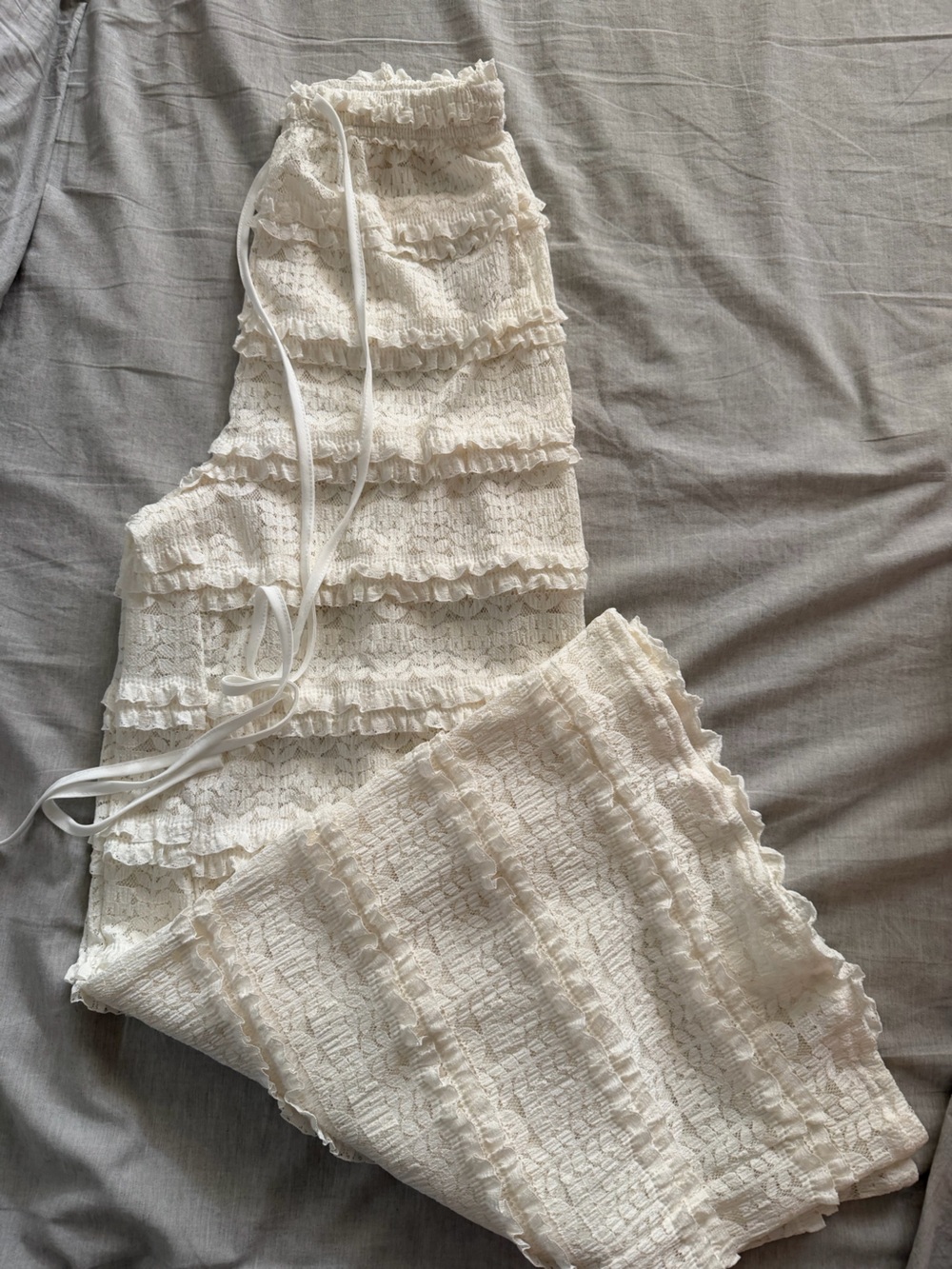 Women's Crochet Lace Ruffle Layered Pants